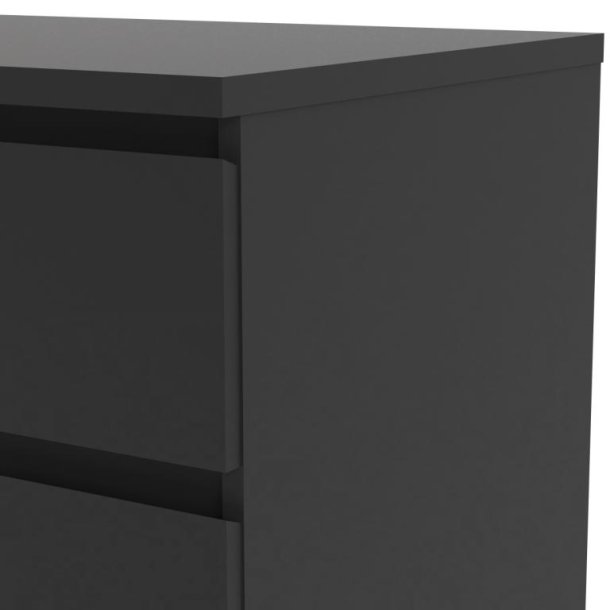 Nibe 75 cm bred kommode mat sort med 5 skuffer.