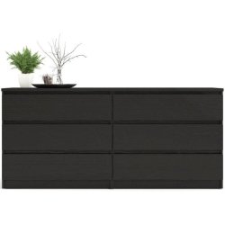 Nibe 150 cm bred kommode sort ask med 2 x 3 skuffer.