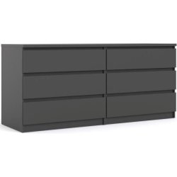 Nibe 150 cm bred mat sort kommode med 2 x 3 skuffer.