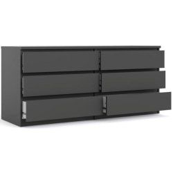 Nibe 150 cm bred mat sort kommode med 2 x 3 skuffer.