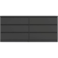 Nibe 150 cm bred mat sort kommode med 2 x 3 skuffer.