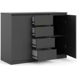 Nibe 120 cm bred mat sort sknk med 2 skabe og 4 skuffer.