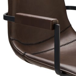 Emma spisebordsstol med armln og drejefod i mrkebrunt kunstlder