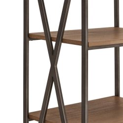 Shanghai 60 cm bogreol olieret massivt akacietr med hylder og skuffer.