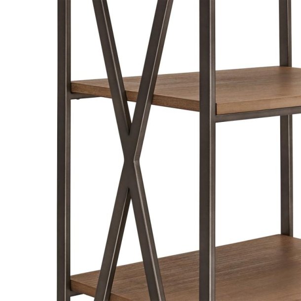 Shanghai 60 cm bogreol olieret massivt akacietr med hylder og skuffer.