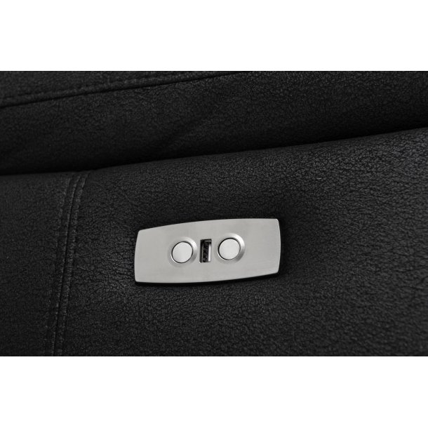 Selma 3 personers sofa med elevations sder til nakke, ryg og ben i sort microfiber