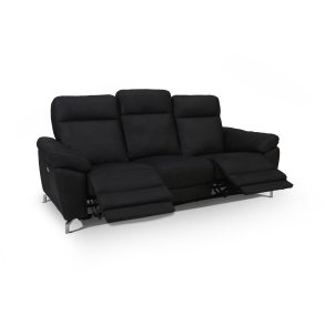 Selma 3 personers sofa med elevations sder til nakke, ryg og ben i sort microfiber