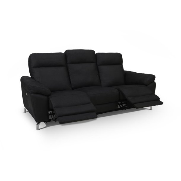 Selma 3 personers sofa med elevations sder til nakke, ryg og ben i sort microfiber