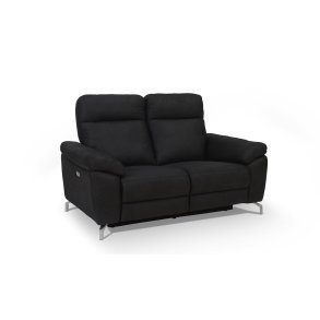 Selma 2 personers sofa med elevations sder til nakke, ryg og ben, sort microfiber