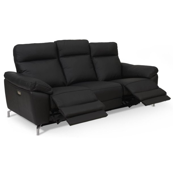 Selma 3 personers sofa med elevations sder til nakke, ryg og ben i sort lder
