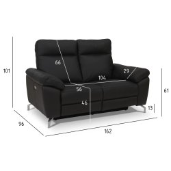 Selma 2 personers sofa med elevations sder til nakke, ryg og ben i sort lder