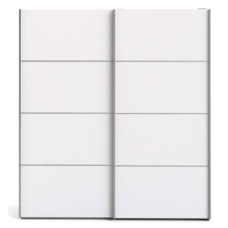 Modena hvidt garderobeskab med 2 skydedre 180 cm bredt 