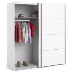 Modena hvidt garderobeskab med 2 skydedre 180 cm bredt 