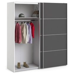  Modena garderobeskab med 2 gr skydedre og hvide sider 180 cm bredt 