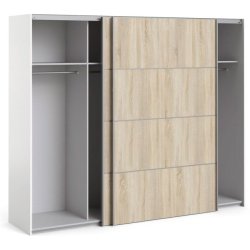 Modena garderobeskab ege look og hvidt 2 skydedre 240 x 200 cm