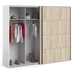 Modena garderobeskab ege look og hvidt 2 skydedre 240 x 200 cm