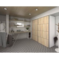 Modena garderobeskab ege look og hvidt 2 skydedre 240 x 200 cm