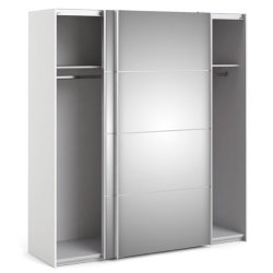 Modena garderobeskab 180cm bredt hvidt med 2 spejlskydedre
