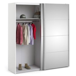 Modena garderobeskab 180cm bredt hvidt med 2 spejlskydedre