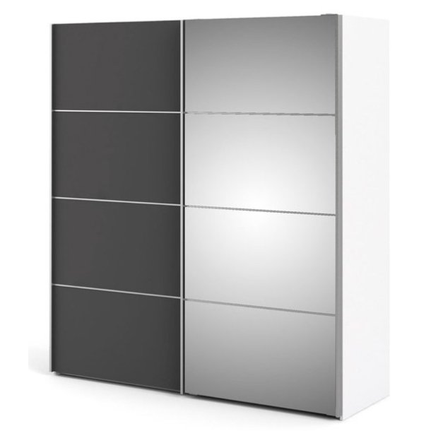 Modena garderobeskab 180cm bredt mrkegr med en spejlskydedr 