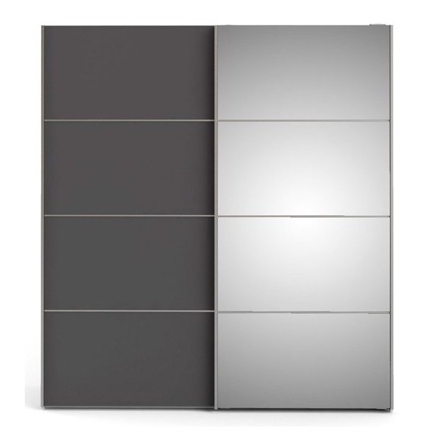 Modena garderobeskab 180cm bredt mrkegr med en spejlskydedr 