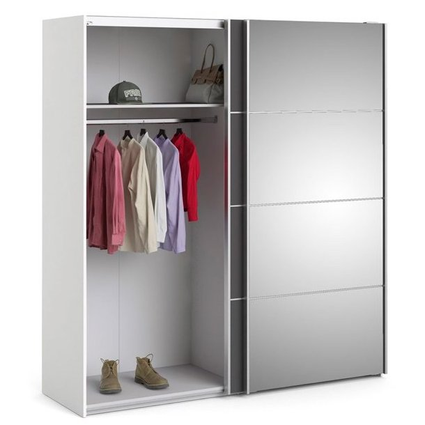 Modena garderobeskab 180cm bredt mrkegr med en spejlskydedr 