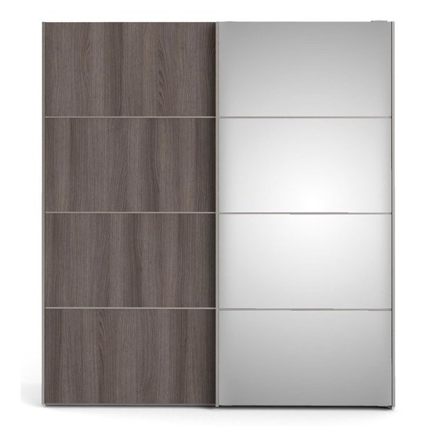 Modena garderobeskab 180cm bredt antracit ege look en spejlskydedr 