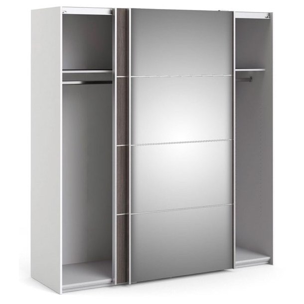 Modena garderobeskab 180cm bredt antracit ege look en spejlskydedr 