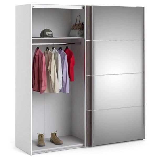 Modena garderobeskab 180cm bredt antracit ege look en spejlskydedr 