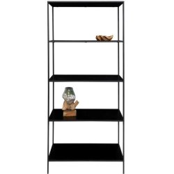 Valencia sort 80 cm reol i st�l og med 5 sorte hylder. 