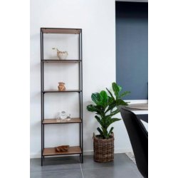 Valencia 50 cm reol i sort metalstel og med 5 hylder i ege look. 