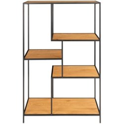 Valencia 80 cm reol i sort metalstel og med 5 hylder i ege look. 