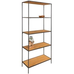 Valencia sort 80 cm reol i stl og med 5 hylder i egelook. 