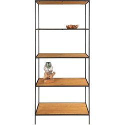 Valencia sort 80 cm reol i stl og med 5 hylder i egelook. 