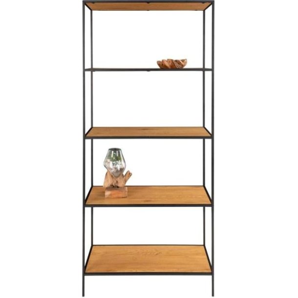 Valencia sort 80 cm reol i stl og med 5 hylder i egelook. 