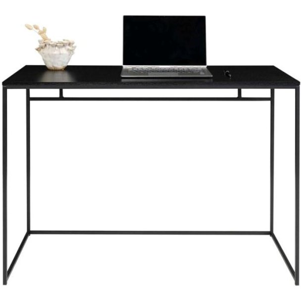 Valencia skrivebord 100 x 45 cm i sort metalstel og med sort bordplade. 