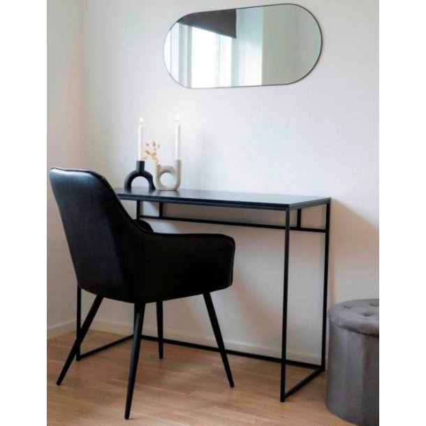Valencia skrivebord 100 x 45 cm i sort metalstel og med sort bordplade. 