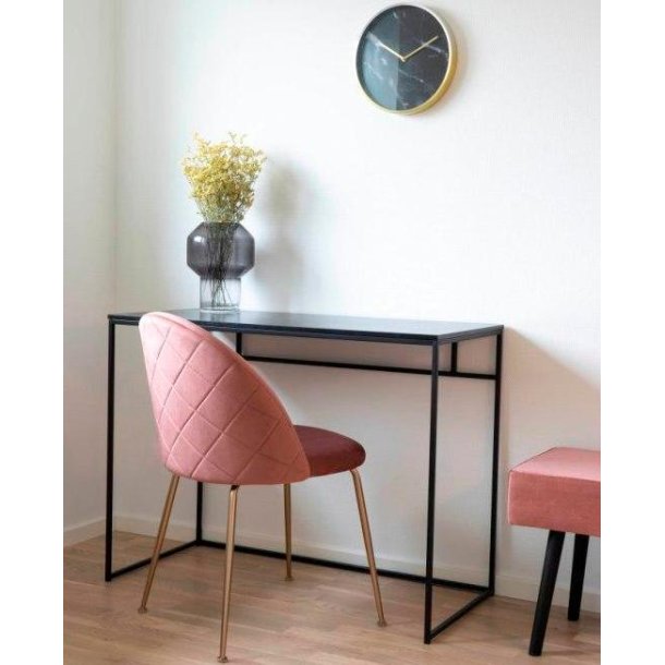 Valencia skrivebord 100 x 45 cm i sort metalstel og med sort bordplade. 