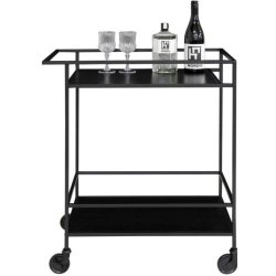 Valencia 68 cm barvogn i sort metalstel og med 2 hylder. 