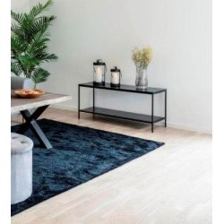 Valencia TV bord 100 x 36 cm i sort metalstel og med sorte hylder. 