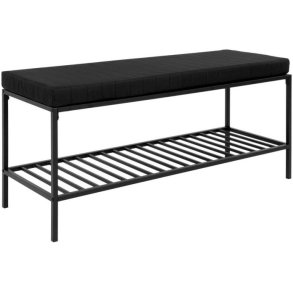 Valencia bnk 100 x 36 cm i sort metalstel med hylde og sidde hynde. 