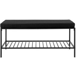 Valencia bnk 100 x 36 cm i sort metalstel med hylde og sidde hynde. 