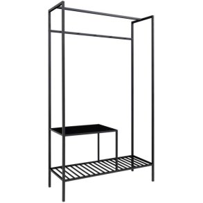 Valencia 100 cm garderobe i sort metalstel og med hylder.