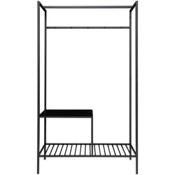 Valencia 100 cm garderobe i sort metalstel og med hylder.
