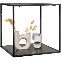 Valencia 35 cm hyldevg i sort metal stel og med 2 sorte hylder. 