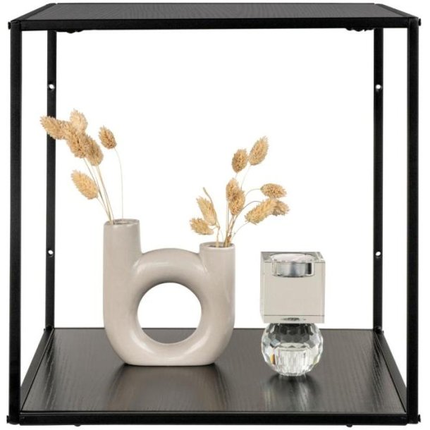 Valencia 35 cm hyldevg i sort metal stel og med 2 sorte hylder. 