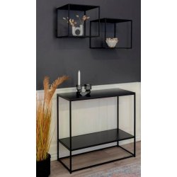 Valencia 35 cm hyldevg i sort metal stel og med 2 sorte hylder. 