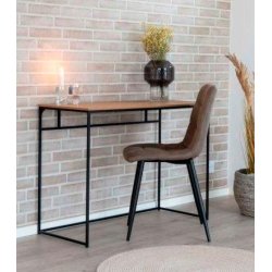 Valencia skrivebord 100 x 45 cm i sort metalstel og med bordplade i ege look. 