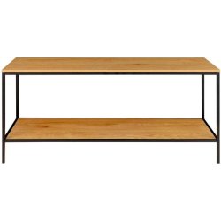 Valencia TV bord 100 x 36 cm i sort metalstel og med hylder i egelook. 