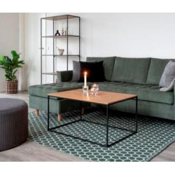 Valencia sofabord 90 x 60 cm i sort metalstel og med bordplade med ege look.